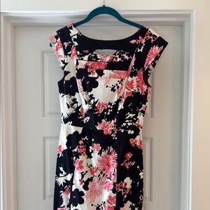French Connection Floral Black and Pink Dress. Size 4
